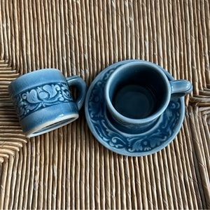 Baan Celadon made in Thailand 2 blue cups and one saucer - espresso size…